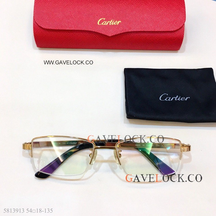 2021 New Copy Cartier Eyeglasses Gold Half Frame Clear Lens